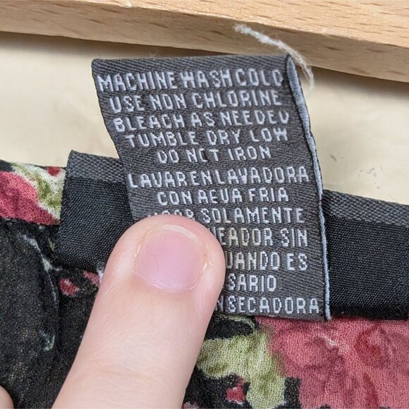 VTG Y2K Notations Women's Dark Floral Blouse M Fairy Whimsygoth 3/4 Bell Sleeve - Picture 8 of 8